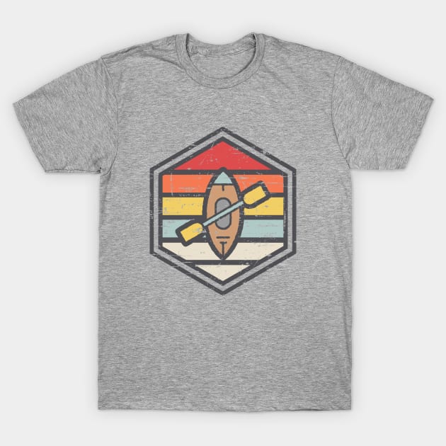 Retro Badge Kayak Light T-Shirt by rojakdesigns